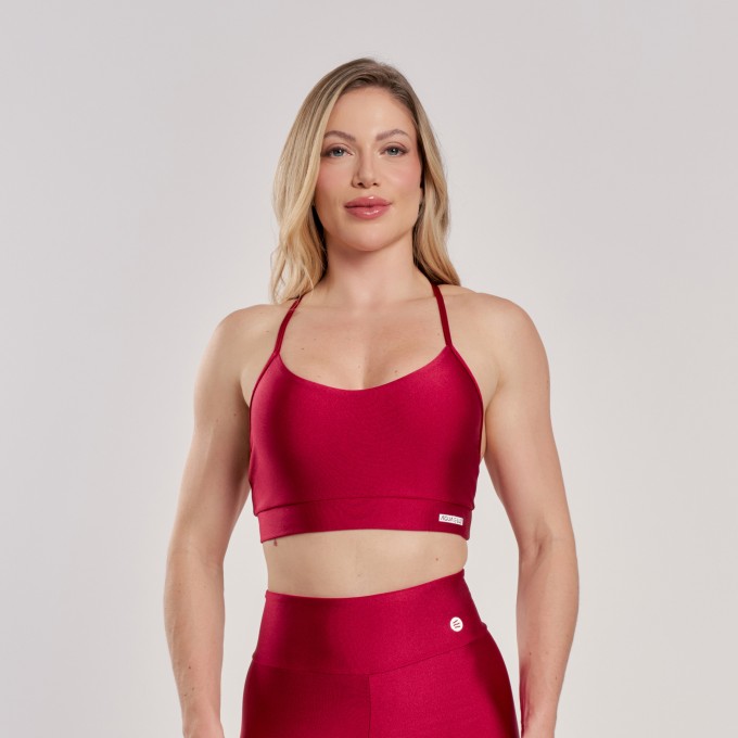 Top com Alças Cruzadas Vermelho Carmim