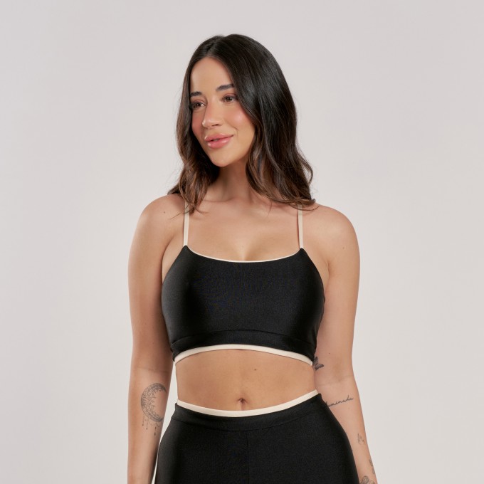 Top Bicolor Preto com Off White