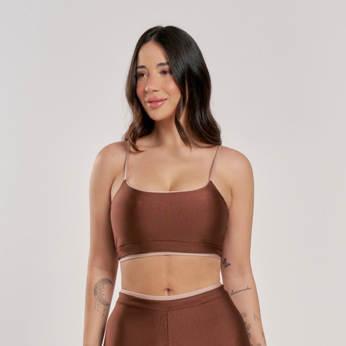 Top Bicolor Marrom Cocoa com Chocolate