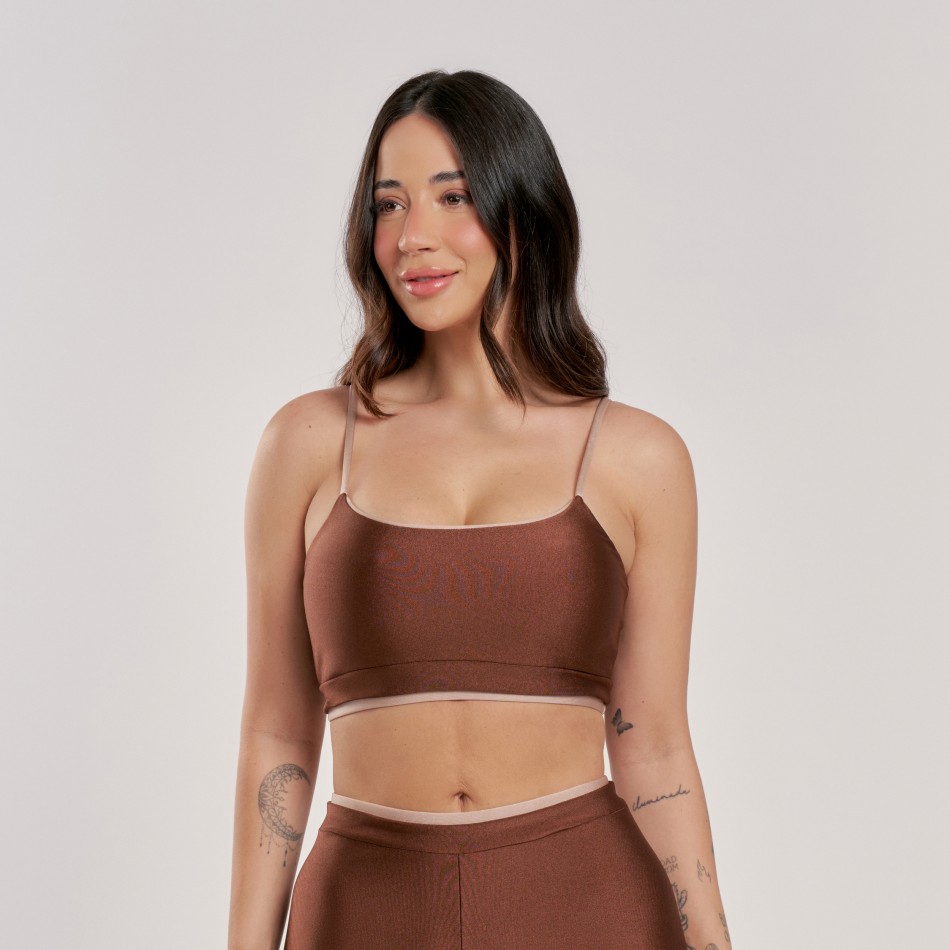 Top Bicolor Marrom Cocoa com Chocolate