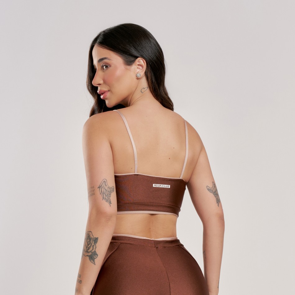 Top Bicolor Marrom Cocoa com Chocolate