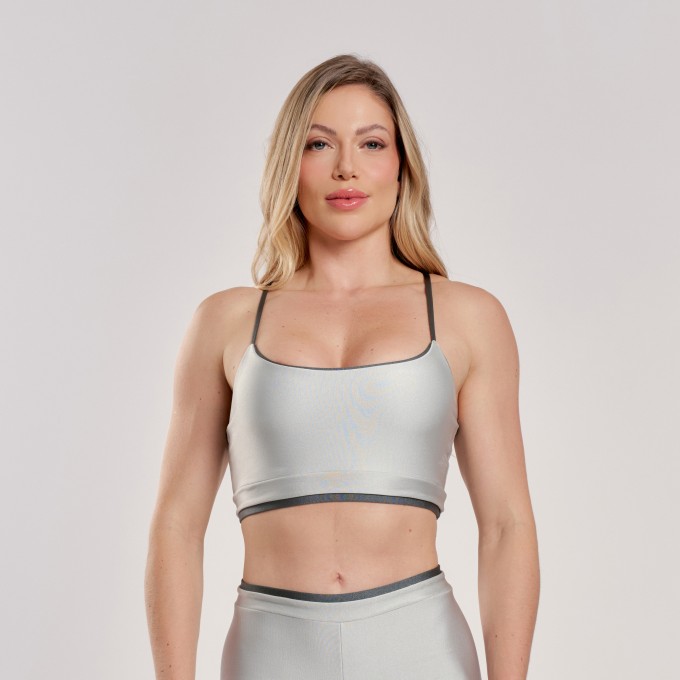 Top Bicolor Prata com Cinza