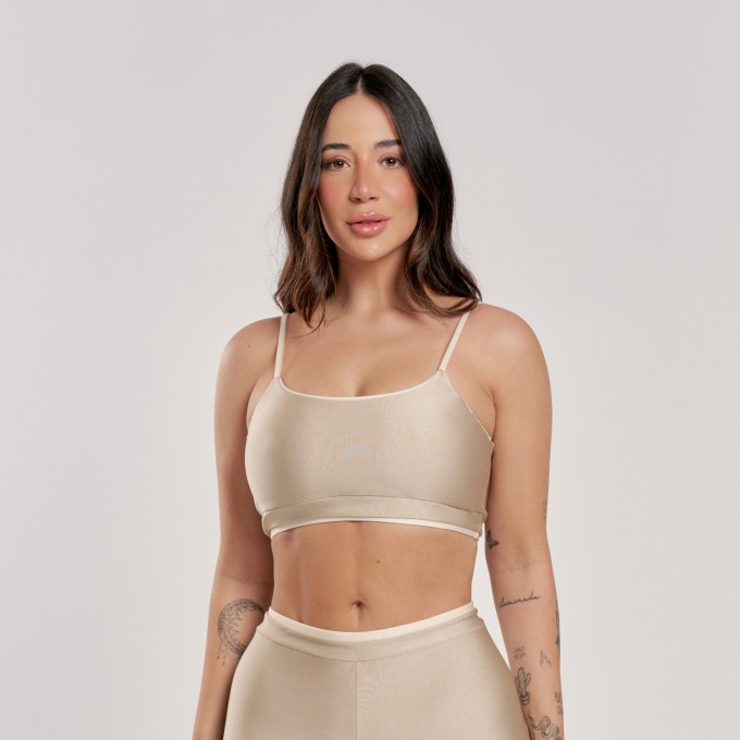 Top Bicolor Tapioca com Off White