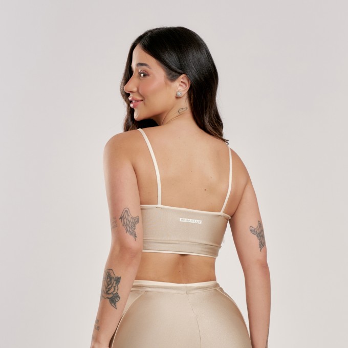 Top Bicolor Tapioca com Off White