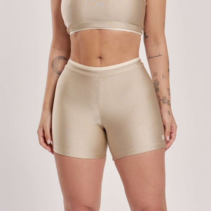 Short Bicolor Tapioca com Off White